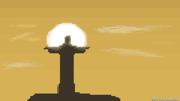 Versione a 8-bit del Cristo Redentore con il sole di Rio