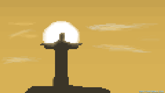 Versione a 8-bit del Cristo Redentore con il sole di Rio