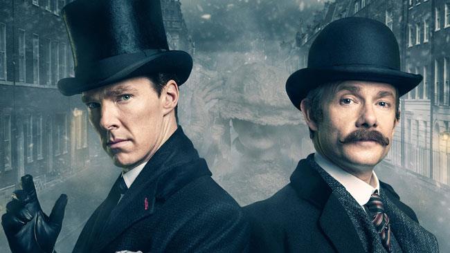Sherlock e Watson: pronti per lo Speciale Natalizio della serie TV! Sherlock e Watson posano per lo Speciale Natalizio della serie TV