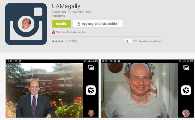 CAMagally, l'app per Android che inserisce Magalli nelle tue foto Screnshot della pagina di CAMagally, l'app per Android