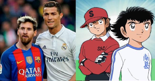 Holly e Benji: Messi e Ronaldo in trattativa per comparire nell'anime Messi e Ronaldo a sinistra, Holly e Benji a destra