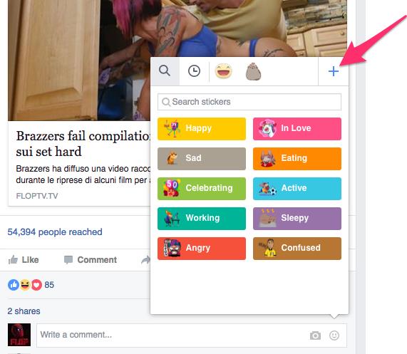 Immagine che spiega come abilitare gli sticker dei piccioni viola