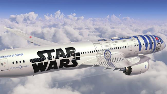 Un'immagine dell'aereo Star Wars ispirato a R2-D2