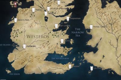 La mappa del continente di Game of Thrones