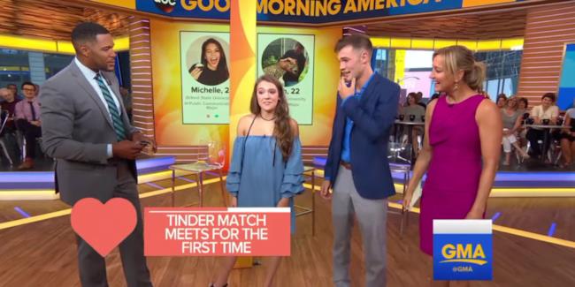 Josh Avsec e Michelle Arendas Josh Avsec e Michelle Arendas si incontrano per la prima volta durante Good Morning America.