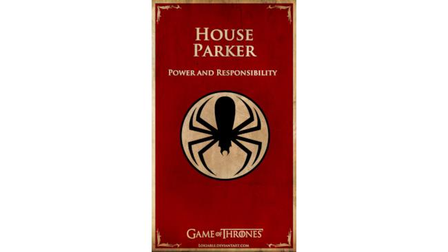 Casa Parker in un banner stile Game of Thrones