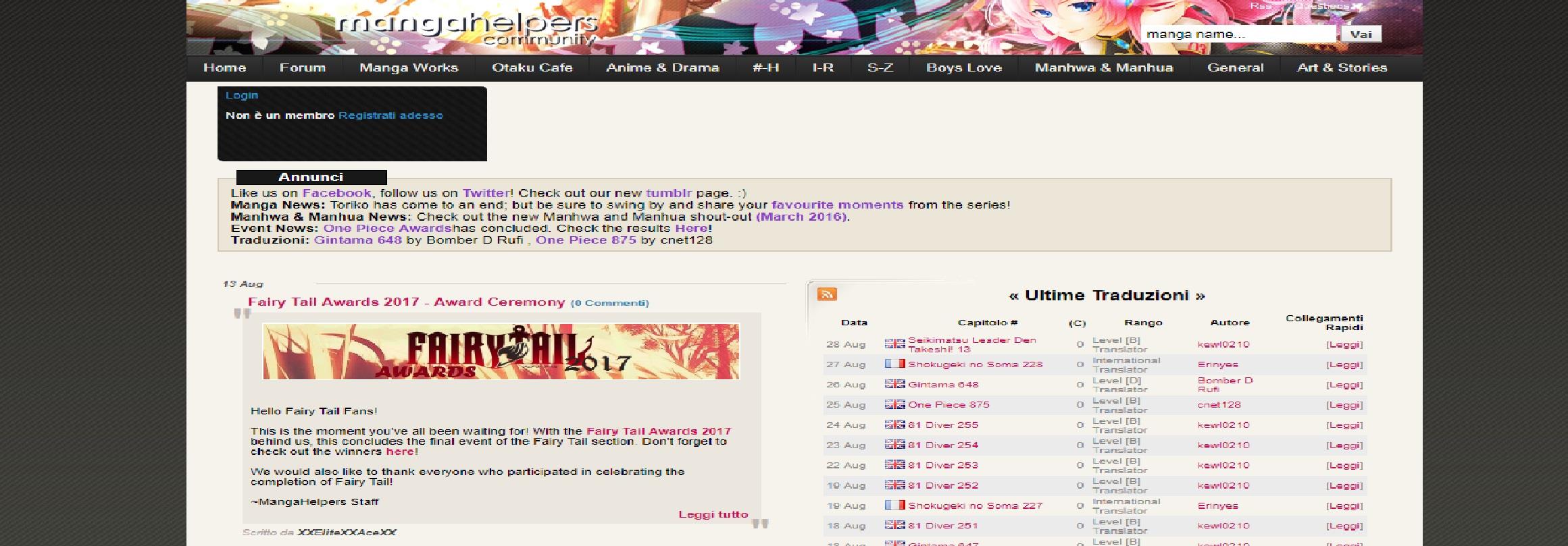 Homepage del sito