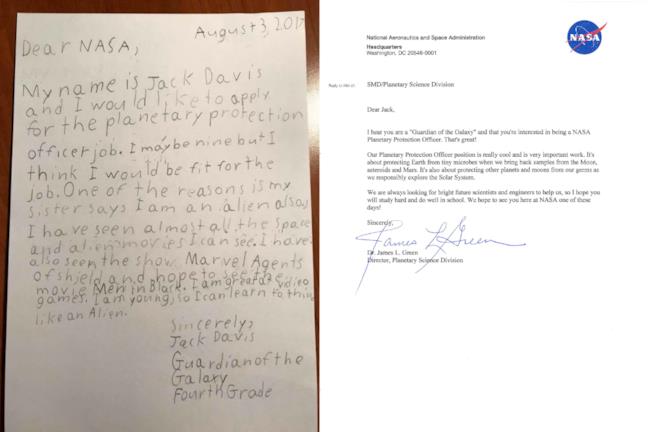 Bimbo di 9 anni si propone come Men In Black per la NASA Il botta e risposta fra Jack e la NASA