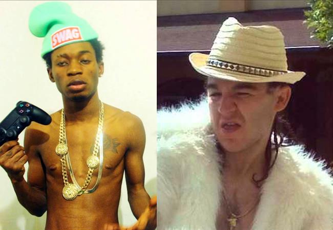 Due esponenti del rap italiano: Bello figo Gu e Miguel Serse Bello figo Gu e Miguel Serse