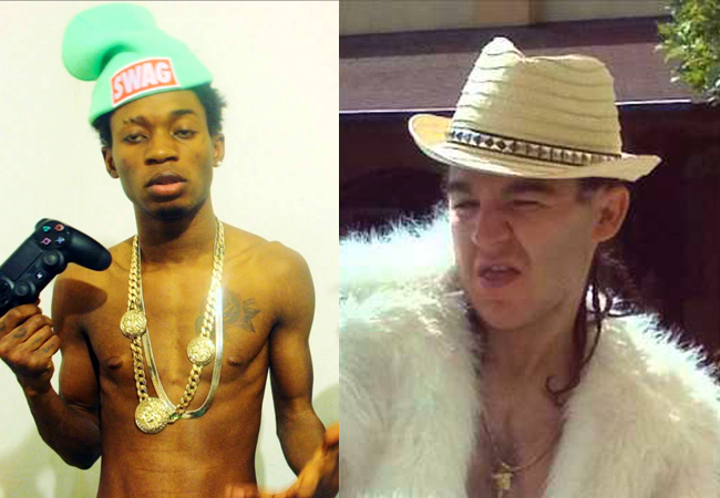Due esponenti del rap italiano: Bello figo Gu e Miguel Serse Bello figo Gu e Miguel Serse