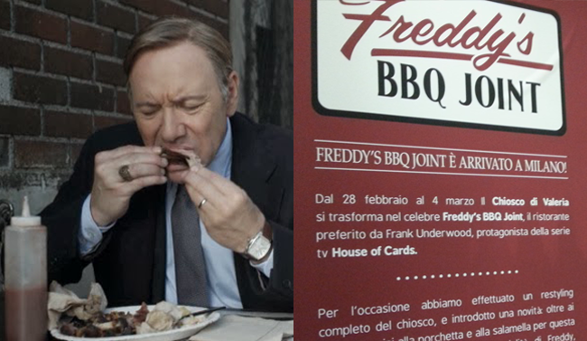 Il mitico chiosco di Freddy arriva a Milano Frank Underwood e le costolette di Freddy