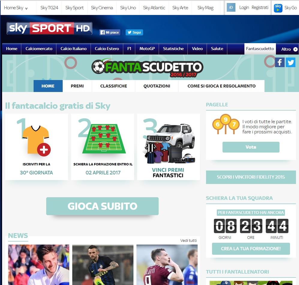 fantacalcio online- Fantascudetto Sky