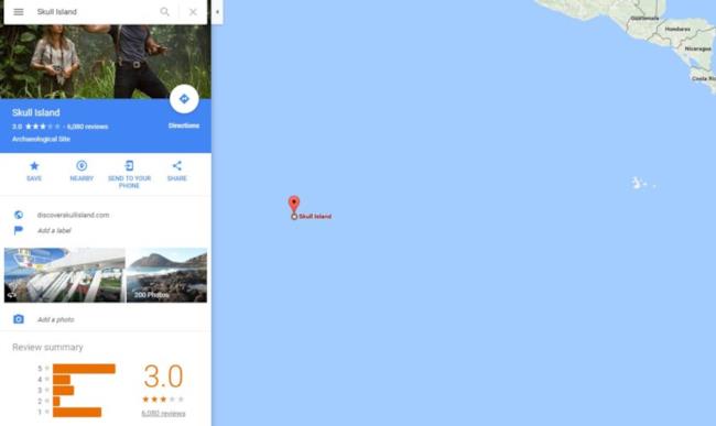 Goole Maps ha aggiunto Skull Island su Google Maps