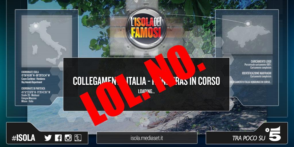 Collegamento in corso con l'Isola dei Famosi da Mediaset