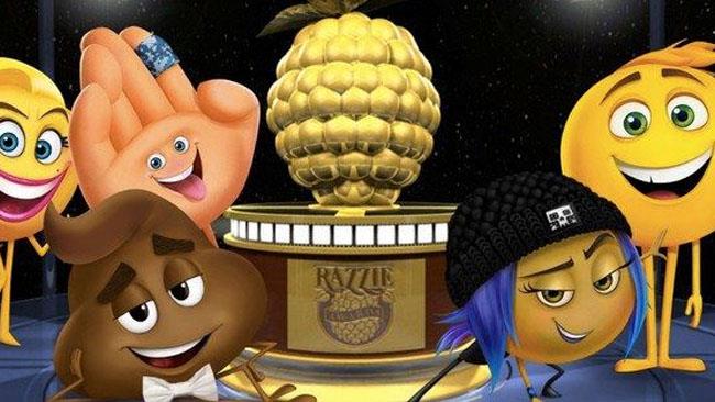 Tutti i vincitori dei Razzie Awards 2018 Il premio dei Razzie Awards circondato dai protagonisti del film Emoji: Accendi le emozioni