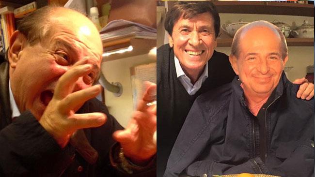 Giancarlo Magalli e Gianni Morandi e la guerra del cartonato Magalli e la foto di Morandi con il Giancarlo di cartone