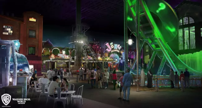 Gotham e Metropolis fra le attrazioni del nuovo Warner Bros. World di Abu Dhabi Un rendering del nuovo Warner Bros. World Abu Dhabi
