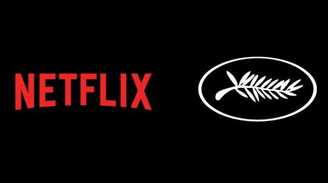 Il logo di Netflix a sinistra, quello del Festival di Cannes a destra