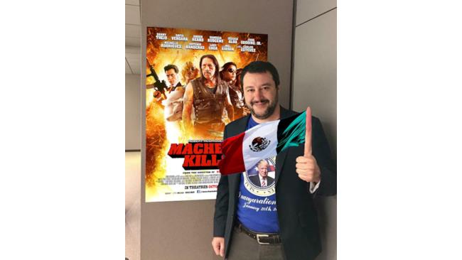 Meme di Salvini con la locandina di Machete Kills