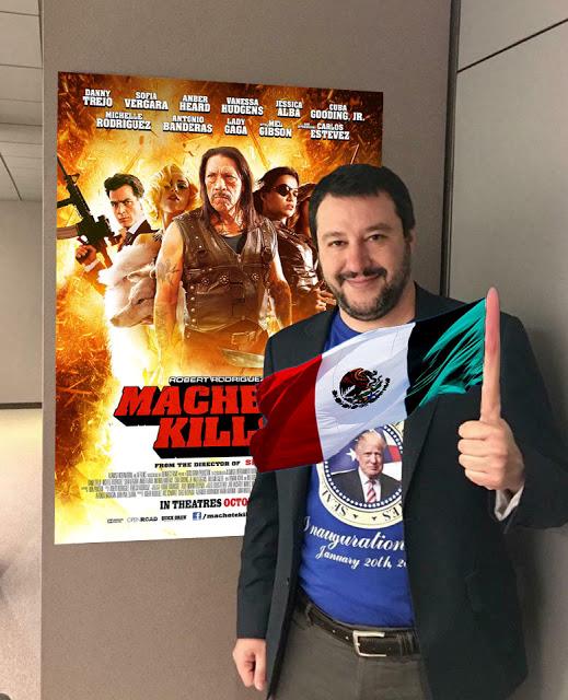 Meme di Salvini con la locandina di Machete Kills