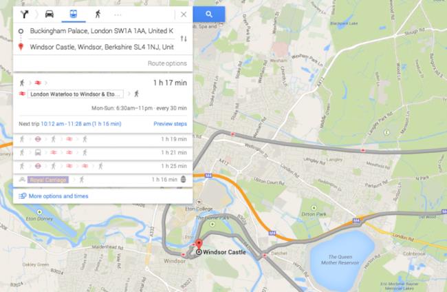 Google Maps, il percorso in carrozza reale a Londra