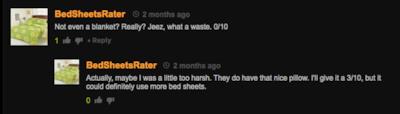 Un giudizio negativo di BedSheetsRater