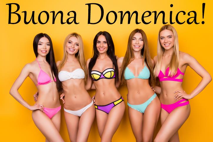 Delle bellissime ragazze in bikini augurano buona domenica - Immagini sexy per il buongiorno, buon compleanno, buonanotte e buona domenica