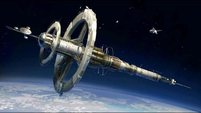 Una stazione spaziale L'immagine di una stazione nello spazio