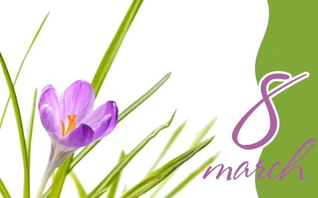 Le origini e il significato della festa della donna Violetta disegnata con la scritta 8 marzo