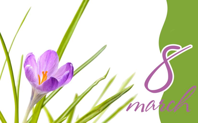 Le origini e il significato della festa della donna Violetta disegnata con la scritta 8 marzo