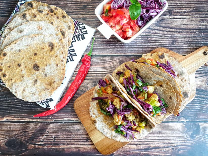 Taco di patata dolce Focaccine farcite con verdure