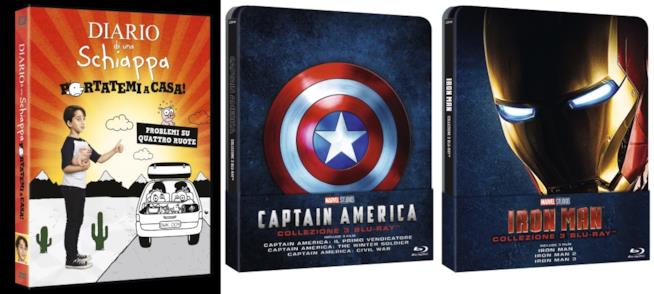 Diario di una schiappa, captain america, iron man cofanetti di film Diario di una schiappa, captain america, iron man
