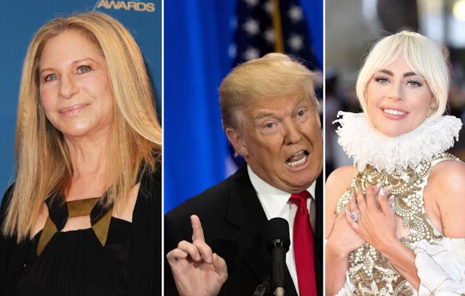 Barbra Streisand, Donald Trump e Lady Gaga Barbra Streisand, il presidente Trump e Lady Gaga
