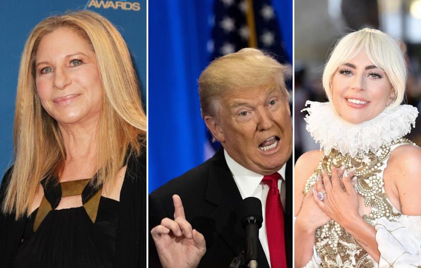Barbra Streisand, Donald Trump e Lady Gaga Barbra Streisand, il presidente Trump e Lady Gaga