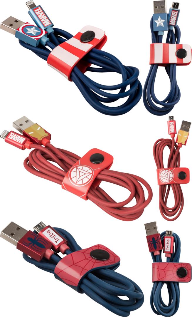 Cavi Synch&Charge Marvel di Tribe Cavi di alimentazione USB di Tribe ispirati agli eroi marvel