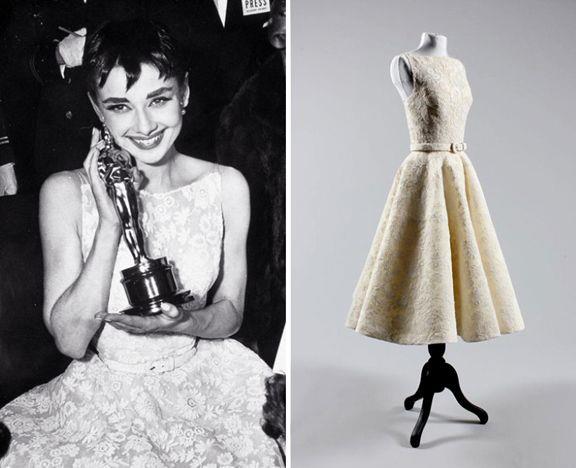 Audrey Hepburn - Givenchy Oscar 1954 Collage tra Audrey Hepburn agli Oscar 1954 e l'abito