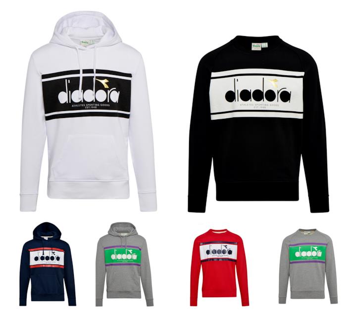 Felpe uomo Diadora Sportswear HOODIE SPECTRA e SWEATSHIRT CREW SPECTRA Le felpe Diadora della collezione HOODIE SPECTRA e SWEATSHIRT CREW SPECTRA