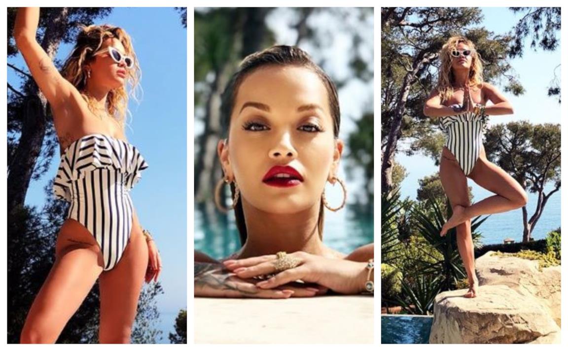 La cantante Rita Ora è di tendenza con il costume intero