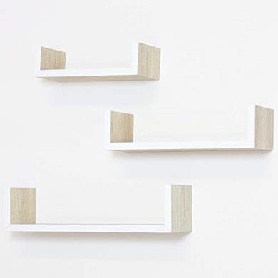 Set mensole da parete in legno naturale