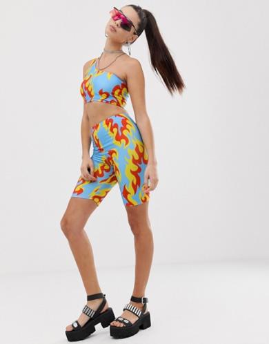 Leggings corti con fiamme