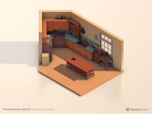 La cucina di Leonard e Sheldon in The Big Bang Theory La piantina della cucina di The Big Bang Theory