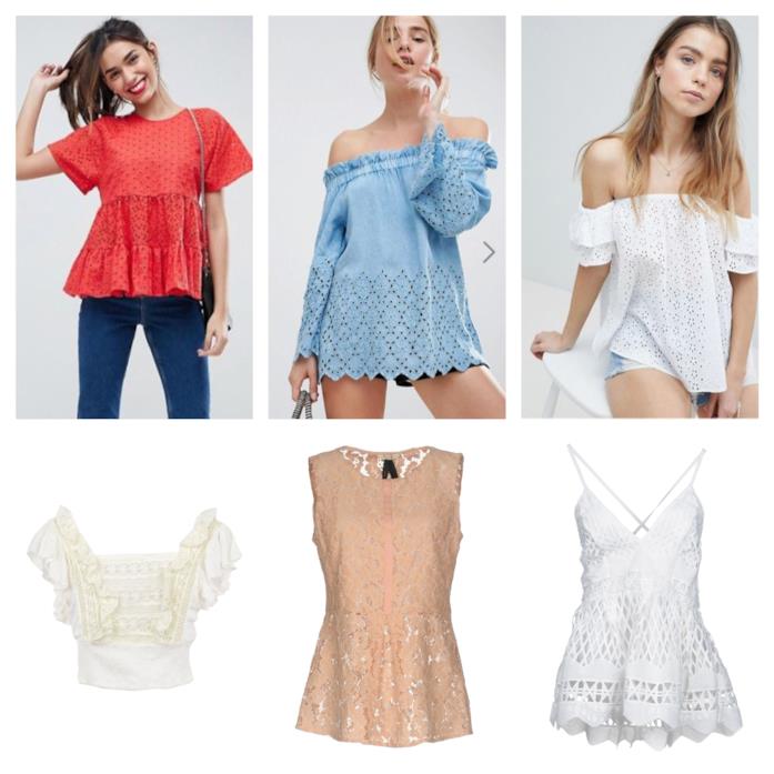 Top e bluse di pizzo sangallo moda P/E 2018 Di pizzo sangallo, i top e le bluse id moda per l'estate 2018