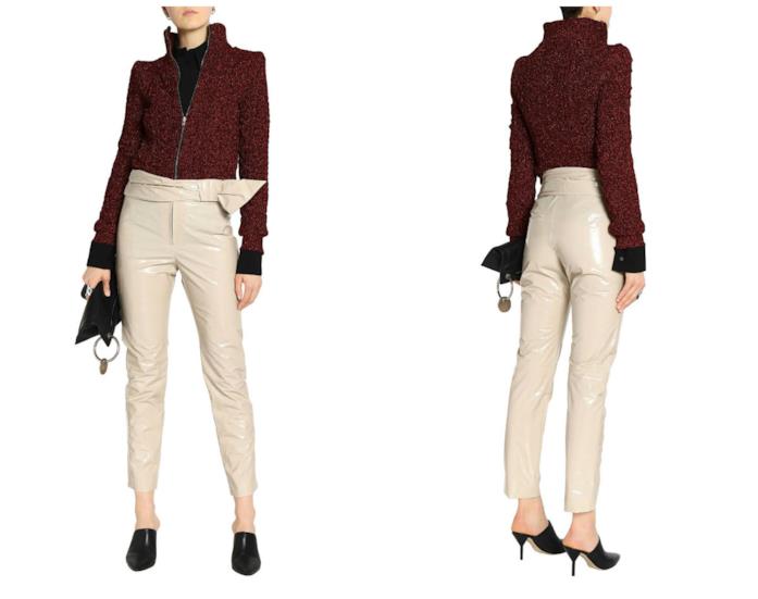 Pantaloni effetto verniciato beige di tendenza Effetto vernice per i pantaloni di moda