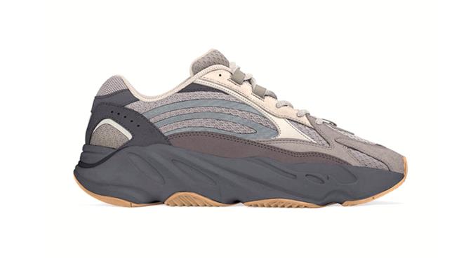 Laterale della YEEZY Boost 700 V2 Geode Conchiglia, tomaia, intersuola e battistrada della Geode