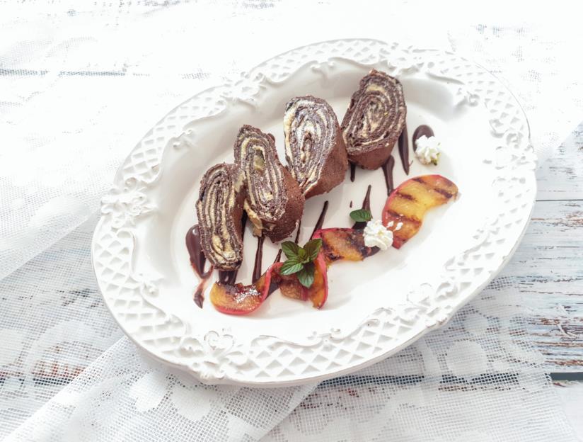 Crepe al cacao Girelle con crema e fritta