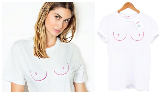 Melissa Satta testimonial per la Pink Boobs T-Shirt della Fondazione Umberto Veronesi La Pink Boobs T-Shirt per la ricerca contro il tumore al seno