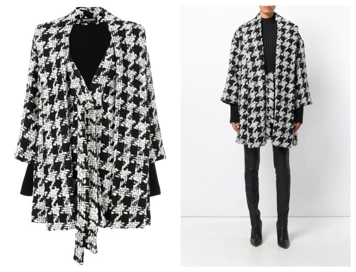 Mantella resa particolare dalla fantasia pied de poule di moda per l'A/I 2018-19 Mantella pied de poule di tendenza per l'A/I 2018-19