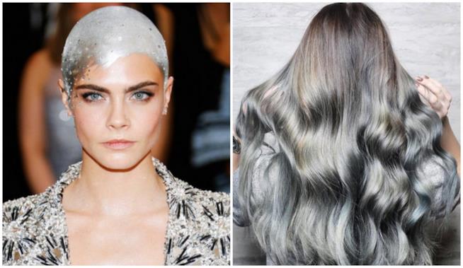 Capelli metallici: hair trend 2018 Cara Delevingne e i capelli metallici