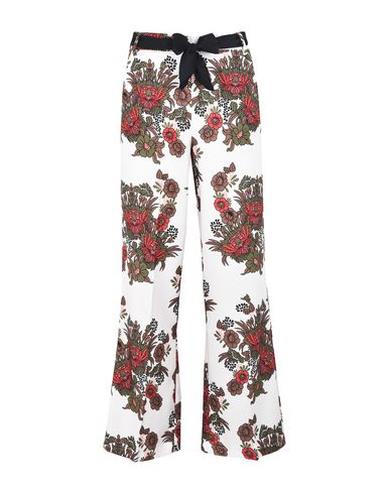 Pantaloni palazzo eleganti a fiori, bianco e rosso