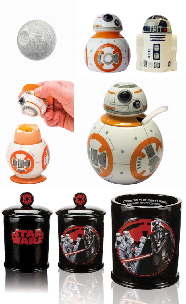 Accessori per cucina star wars Dispensatori sale e pepe, porta uovo, zuccheriera e barattolo a tema Star Wars